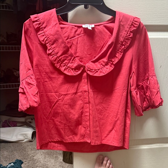 TCEC Red Ruffle Blouse - Picture 1 of 3